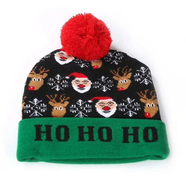 Christmas LED Light Knitted Hat Beanie Cap Lovely Shiny Gift Adult Kid Decor 